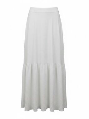 Women’s White Maxi Skirt Size S Tiered Flowy Boho Coastal Resort